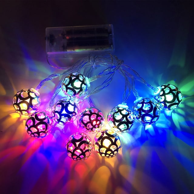 RKSTN Fall Decorations for Home Moroccan Pattern Ball Light String Christmas Halloween Thanksgiving Room Garden Festive Decoration Lights Decorations