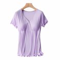 thumbnail image 1 of LSLJS Hauts de Maternité pour Femmes à Manches Courtes, Col en V, Chemises de Grossesse, Blouse d'Allaitement, Hauts de Maternité ( TTTG, Violet ), 1 of 3