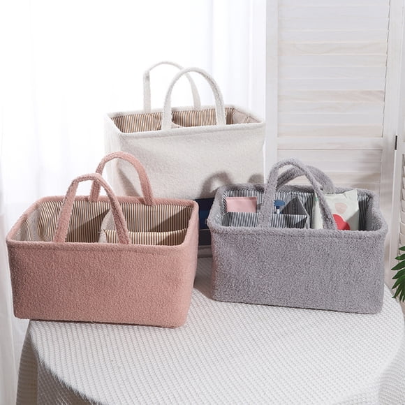Panier Organisateur de Couches pour Bébé, Panier de Rangement pour la Chambre de Bébé, Organisateur de Couches Grande Capacité avec Séparateur Ajustable pour Essentiels pour Bébé, Lingettes, Jouets