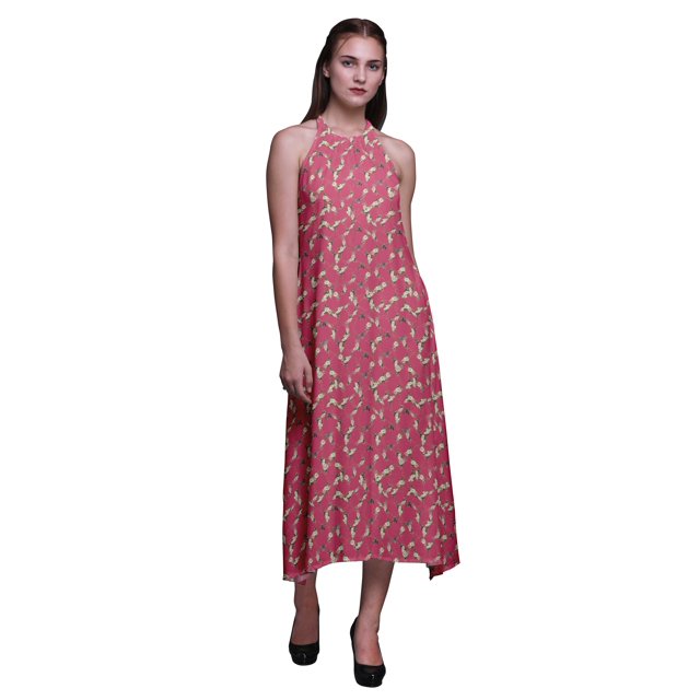 Bimba Robe de Plage Longue Dos Nu à Col Licou Imprimée Florale pour Femmes Rayondress-Xx-Grand