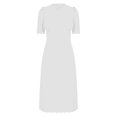 thumbnail image 4 of LOVZFMLL Robe d'Été pour Femme Grande Taille2025 Décontractée à Manches Courtes Taille Empire Coupe Ample Évasée Plissée Maxi Robe T-Shirt Blanche P, 4 of 6