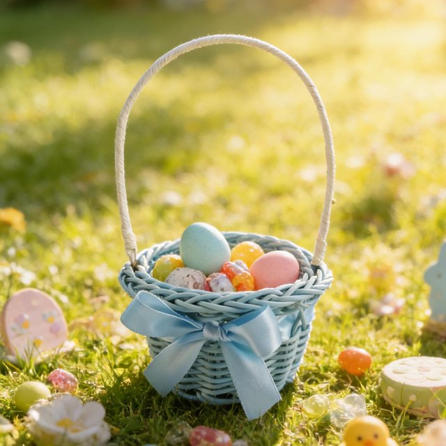 Easter Mini Decorative Hand-helds Flower Basket Woven Circular Flower Basket Simulation Flower Plants Micros Landscapes Woven Storage Basket