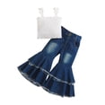 thumbnail image 1 of Plebaso Baby Girls Two-Piece Sets Sleeveless Round Neck Tops Flared Denim Pants Kids Summer Clothes, 1 of 7