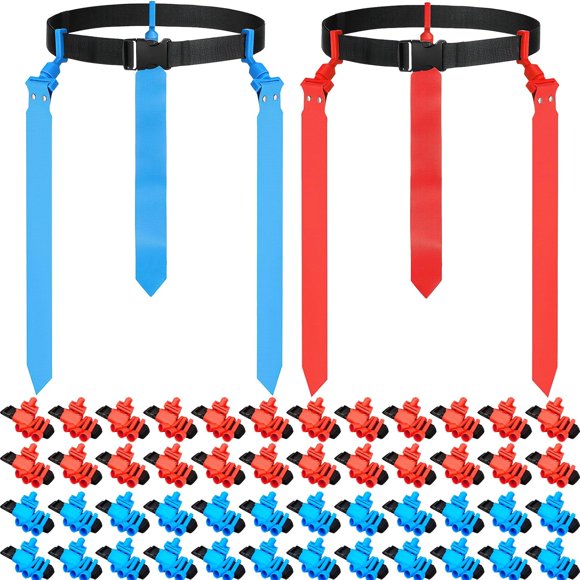 12 Players Flag Football Belt Set, Adjustable Flag Football Belts with 36 Flags for Kids Youths Adult Indoor Outdoor Training