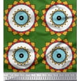 thumbnail image 1 of Soimoi Green Velvet Fabric Marigold Geometric Print Fabric by Yard 58 Inch Wide, 1 of 5