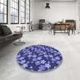 thumbnail image 4 of Ahgly Tapis d'Intérieur Lavable en Machine Carré Transitionnel Bleu Ciel, 7 Pieds Carré, 4 of 7