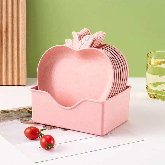 Ensemble de Couverts en Plastique de 10 Pcs avec Plateau Alimentaire de 6,29 Po et Bol à Collation pour Restaurants, Salles à Manger et Commerces Alimentaires