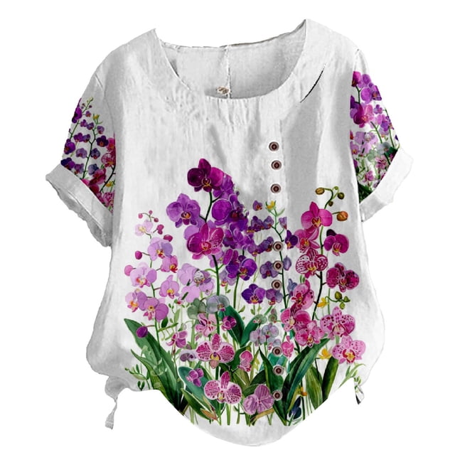 YLHFASHION T-shirt Décontracté à Manches Courtes pour Femmes, Col Rond, Coupe Ample, Hauts Légers et Doux, Soldes de Liquidation, T-shirt à Manches Courtes pour Femmes