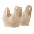 thumbnail image 2 of 2-Pack Women's Lace Bra Plus Size - Wire-Free, 3/4 Cup, Fixed Straps, Comfortable Nylon Spandex Blend, 2 of 8