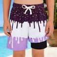 thumbnail image 1 of Kids Boys Swim Trunks With Ice Print Elastic Waist Drawstring Quick Dry Swim Trunks for Boys 4-5 Years, 1 of 4