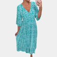 thumbnail image 2 of JIRNDf Robes Maxi d'Été pour Femmes Tendance à Imprimé Floral, par-Dessus, Col en V, Sans Manches, Robes d'Été pour Femmes, Robe Bohème Bleu P, 2 of 9