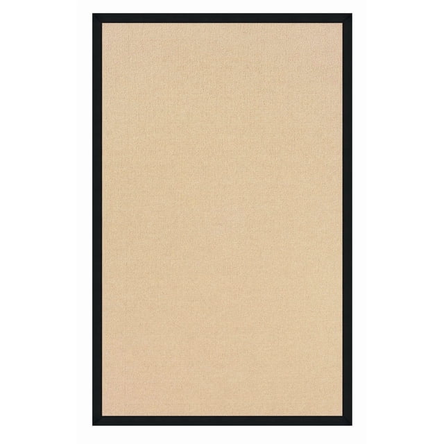 Athena Natural & Black 1'10" x 2'10" Accent Rug with natural beige wool surface and black cotton binding, tufted and bound in the USA, suitable for doorways or in front of sinks, providing durability and a neutral base for layering in transitional home decor.