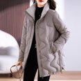 thumbnail image 2 of Veste Matelassée Femme Veste Matelassée à Manches Longues avec Poches Décontractée d'Hiver Style Long Puffer Vestes d'Hiver pour Femmes, 2 of 4