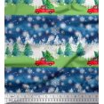 thumbnail image 1 of Soimoi Blue Rayon Fabric Car & Pine Tree Nature Print Sewing Fabric Yard 56 Inch Wide, 1 of 1