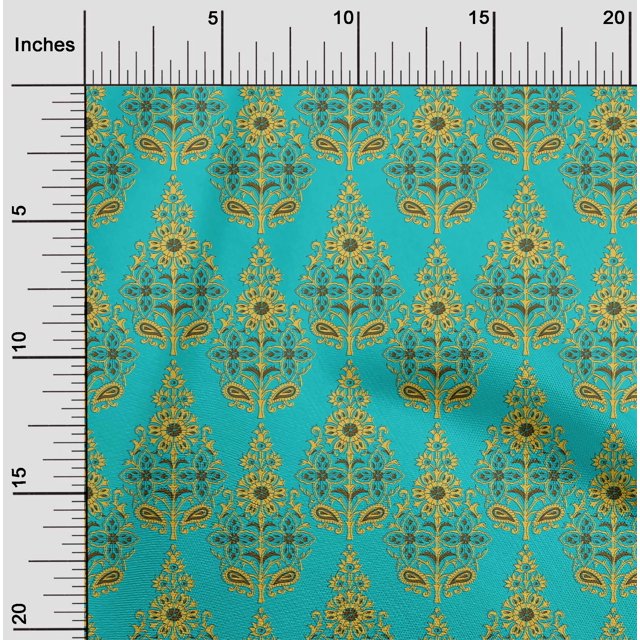 oneOone Silk Tabby Fabric Floral & Paisley Block Print Sewing Fabric BTY 42 Inch Wide