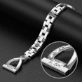 thumbnail image 2 of Bracelet Bling Compatible avec Fitbit Versa/Versa 2 Bracelets pour Femmes Bracelets en Acier Inoxydable de Remplacement pour Versa Lite Edition/Versa SE Accessoires Élégant Bracelet en Métal Argent+or Rose, 2 of 7