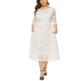 thumbnail image 1 of Flywake Robe Maxi pour Femme Grande Taille, Robes Longues Décontractées, Mode pour Femme, Grande Taille, Robe en Dentelle Ajourée avec Poches, Robe de Soirée, Jupe Longue, 1 of 4