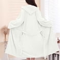thumbnail image 4 of WRKEKC Womens Robe Solid Color Plush with Pockets Hooded Cotton Absorbent Quick Dry Bathrobe for Women Fall Lounge Wear, 4 of 4