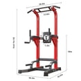 thumbnail image 2 of Soges Power Tower Dip Station Pull Up Bar Workout Multi-Function Adjustable Height Strength Training Equipment for Home Gym, Red, 2 of 10