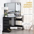 thumbnail image 4 of HOMCOM Coiffeuse d'Angle, Bureau de Maquillage avec Miroir 3 Pcs et 5 Tiroirs, 4 of 10