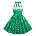 thumbnail image 1 of Plebaso Robes pour Filles Vintage Col Suspendu Taille à Pois Imprimé Robe Princesse Vêtements de Mode pour Filles, 1 of 3