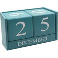 thumbnail image 1 of Wooden Desk Blocks Calendar - Perpetual Block Month Date Display Home Office Decoration-Blue, 1 of 5