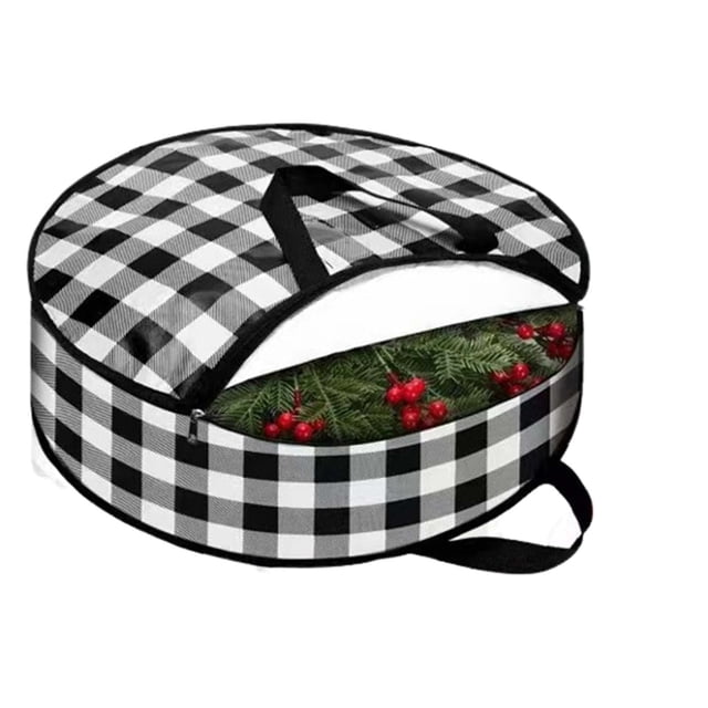 Home Textile Storage Clearance Reath Storage Bag 24 Garland Holiday Container With Plaid Christmas Storage Box With Duty Handle And Clear Window For Xmas, Home Textile Home Textile Storage