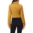 thumbnail image 3 of INSPIRE CHIC Veste Courte Décontractée pour Femme en Faux Suède à Col Cranté Boutonnée avec Poches Jaune G, 3 of 5