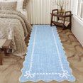 thumbnail image 4 of GlowSol 2'x6' Scalloped Bow Border Area Rug, Modern Solid Washable Rug with Non Slip TPR Backing, Stain Resistant Low Pile Indoor Carpet Mat for Bedroom Hallway Nursery Decor, Blue, 4 of 8