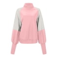 thumbnail image 4 of FAIWAD Womens Casual Mock Neck Sweatshirt Puff Long Sleeve Patchwork Pullover Loose Workout Tops, 4 of 4