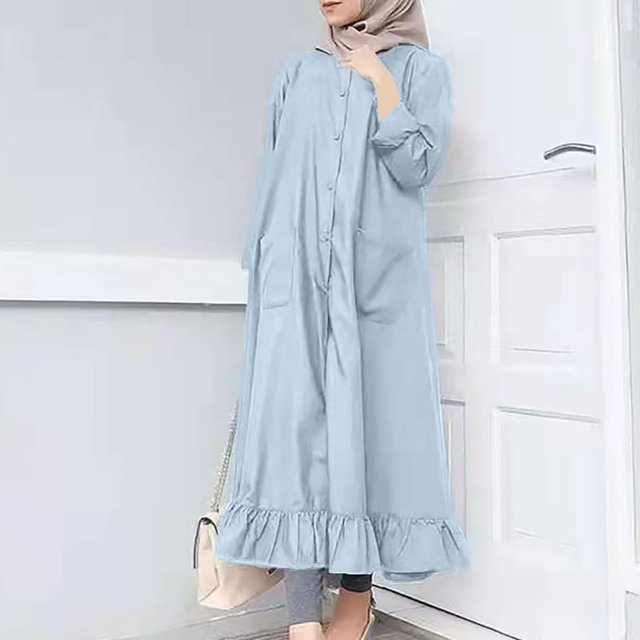 Gspmoly Robes d'Été pour Femmes 2025, Mode pour Femmes Col Rond Ample Manches Longues Uni Robe Longueur Cheville Longue Robe Robes de Mariage pour Femmes Économies d'Été