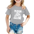 thumbnail image 1 of FhsagQ le 7 Juillet T-Shirt Décontracté pour Enfants à Motif de Lettres Imprimé Multicolore Col Rond Manches Courtes Fillette Printemps le 7 Juillet T-Shirts 4T Ensembles Pâques Gris 2-3 Ans, 1 of 4