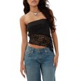 thumbnail image 2 of Fortune Haut Tube en Dentelle pour Femme Sans Bretelles Transparent Court Coupe Ajustée Hauts, 2 of 6