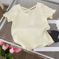 thumbnail image 2 of Birdeem 1-8 Years Girls Back Short-Sleeved T-Shirt Summer Childrens Solid Color All-Matching Casual Top, 2 of 12