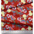 thumbnail image 3 of Soimoi Modal Satin Fabric Fruits,Swim Ring & Goggles Summer Designs Printed Craft Fabric by The Yard 42 Inch Wide, 3 of 3
