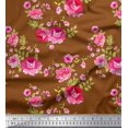 thumbnail image 1 of Soimoi Tissu Poly Georgette Feuilles, Roses et Pivoines Imprimés Floraux au Mètre 42 Pouces de Large, 1 of 3