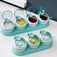 thumbnail image 2 of Boîte à Épices, Support à Épices Pots à Condiments, Conteneur de Rangement, 3 Pcs PS Cruet avec Couvercle et Cuillère Blue3, 2 of 5