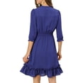 thumbnail image 3 of INSPIRE CHIC Women's Layered Ruffle Hem 3/4 Sleeves Smocked Chiffon A-Line Dress M Royal blue, 3 of 8
