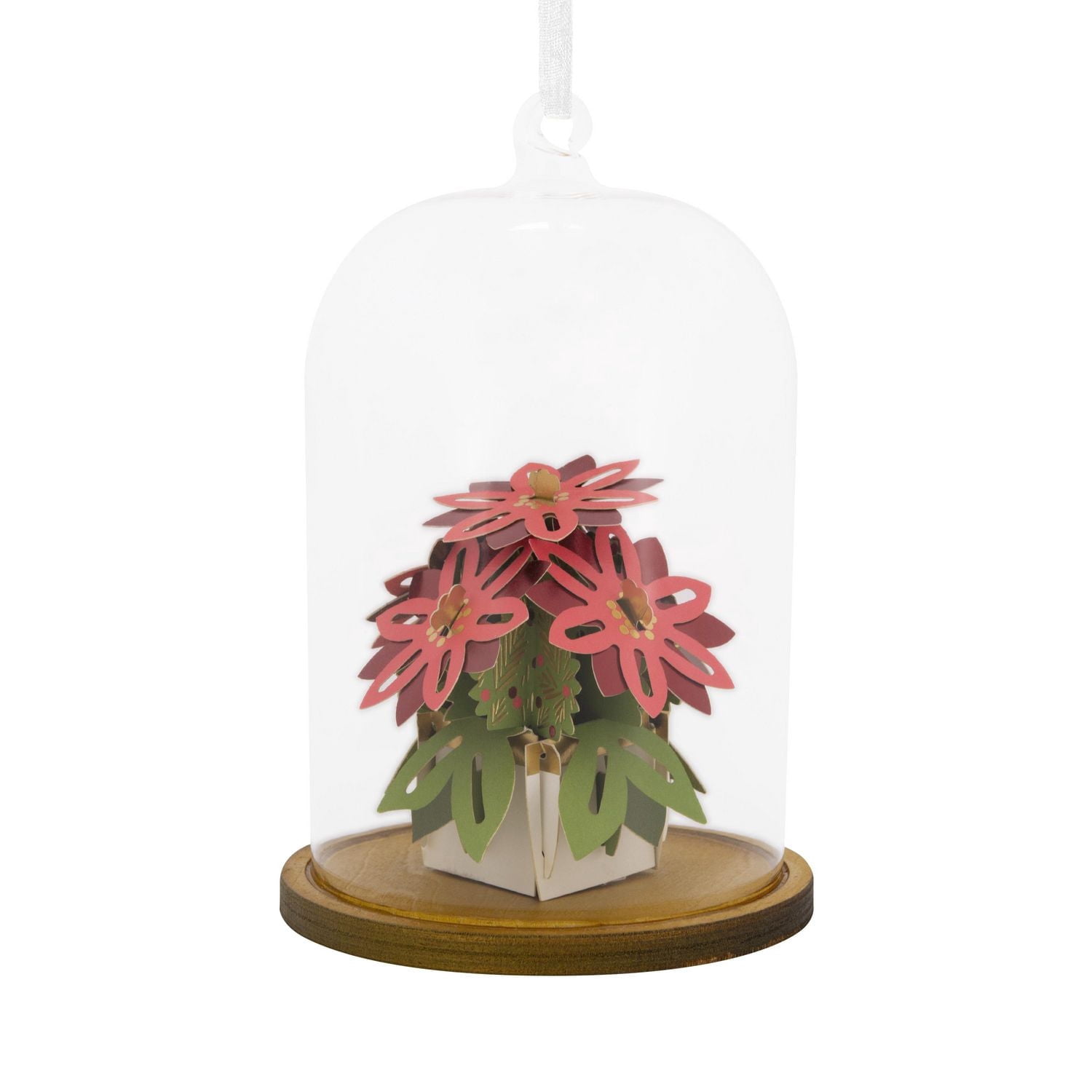 Décoration Hallmark de Noël (Poinsettias dans une cloche, Signature, en verre et papier)