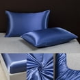 thumbnail image 4 of Meitianfacai Soft Solid Matte Satin Bed Sheet Set Hotel Style Pillowcase Twin Size Polyester Microfiber Bedding Set Breathable Fabric for Comfortable Sleep (Blue), 4 of 6