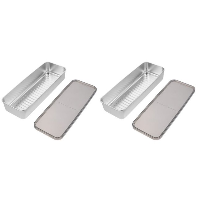 Estbridge Salad Container For Fridge Stainless Steel Crisper Bacon Holder Containers Lunch Meat 2 Pieces