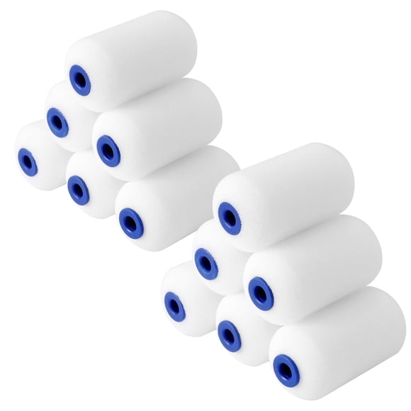 WORKPRO Small Paint Roller 2.5 inch 12-Pack Mini Foam Paint Roller Covers for Small Touch-Up Art Crafts Furniture Cabinets High-Density Sponge Paint Roller Replacement for Painting Walls Doors