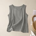 thumbnail image 5 of FAVIPT Débardeurs Décontractés en Coton et Lin pour Femmes Grande Taille, Col Rond, d'Été, Sans Manches, Chemises Amples en Gaze, Gris, TTTG, 5 of 5