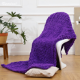 thumbnail image 4 of Comtest Couverture Jetée en Tricot Épais en Chenille, Violet Foncé, 60"x80 Pouces (Format Double), 4 of 6