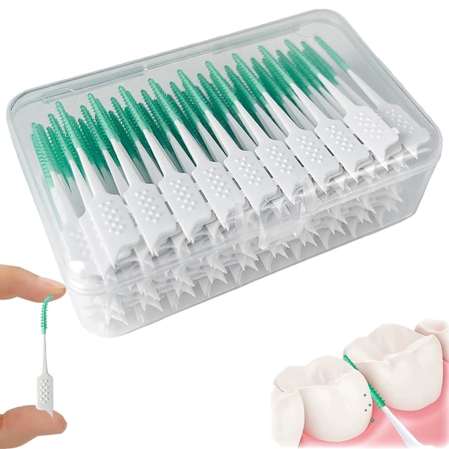 Soft Dental Floss Picks 200 PCS,Dental Picks with case, Toothpicks Brush Between Teeth, Tooth Flossing Brush Disposable for Cleaning, Toothbrush Clean Tool, Green Colour