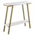 thumbnail image 1 of Bowery Hill Contemporary Wood Hall Console in White with Gold Metal Base, 1 of 8