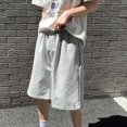 thumbnail image 4 of MYG Mens Casual Straight Shorts Korean Oversized Solid Drawstring Baggy Sweatpants, 4 of 9