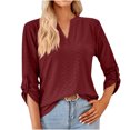 thumbnail image 1 of Pompotops T-shirt Ample à Manches Longues pour Femme, Uni, Col en V, en Solde, 1 of 7