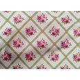 thumbnail image 4 of oneOone Tissu Cambric en Coton Imprimé Floral Losanges/feuilles et Roses, Tissu BTY 56 Pouces de Large, 4 of 4