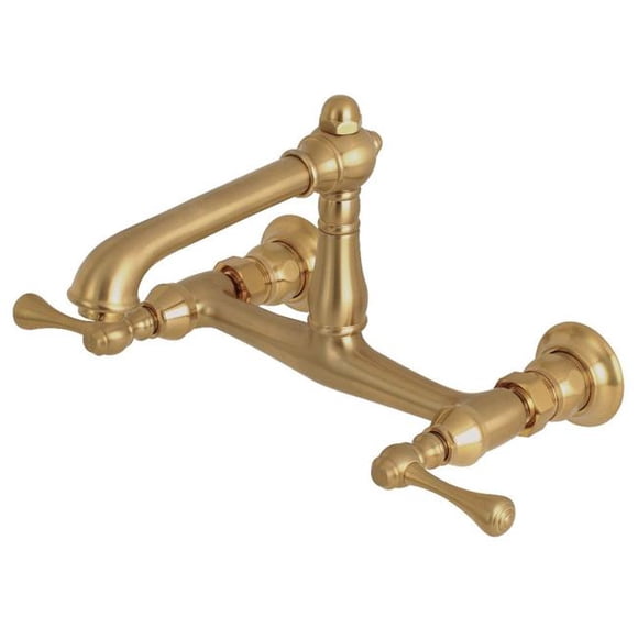Kingston Brass KS7247BL Wall Mount Bathroom Faucet Brushed Brass